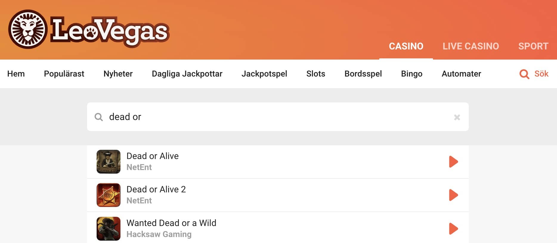 LeoVegas - Lobby